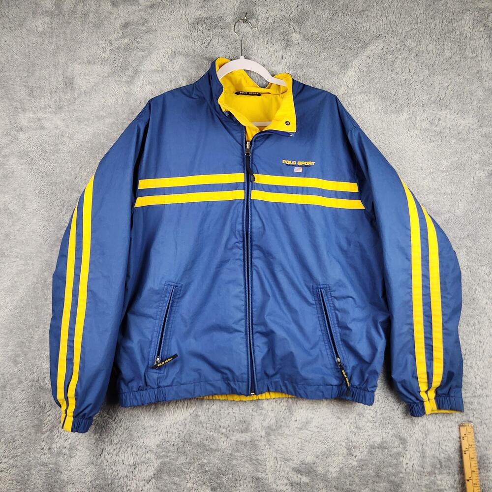 Vintage Polo Sport Ralph Lauren Jacket Mens XL Blue Reversible Windbreaker 90s